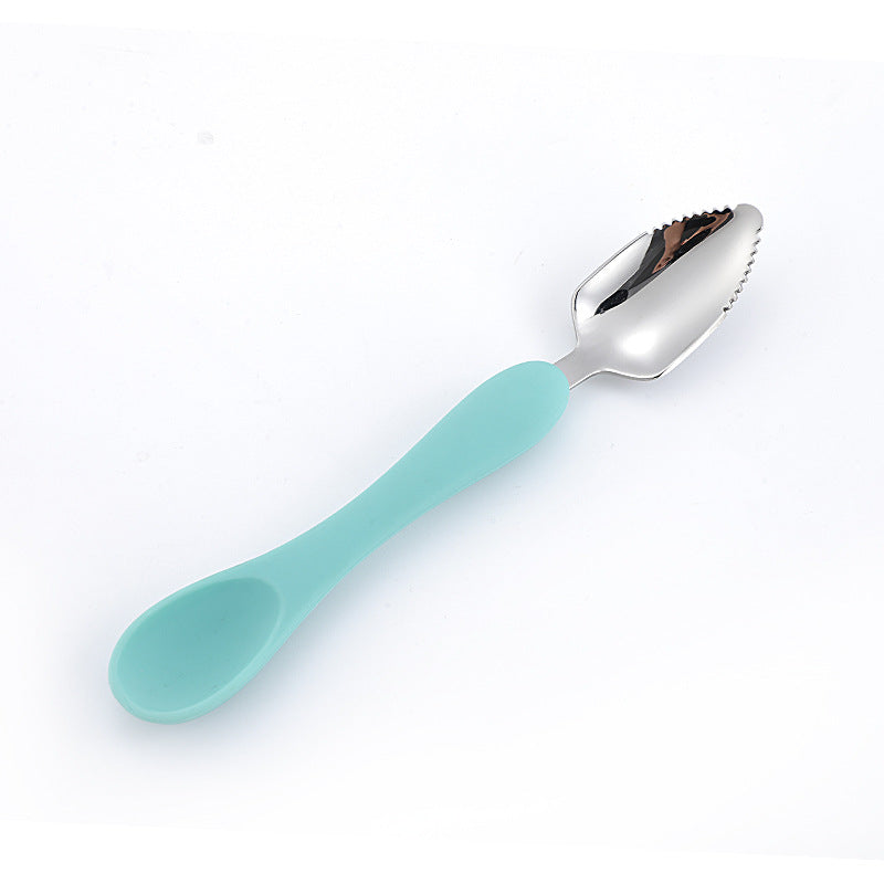 Wholesale Stainless Steel Silicone Baby Food Double-headed Spoon